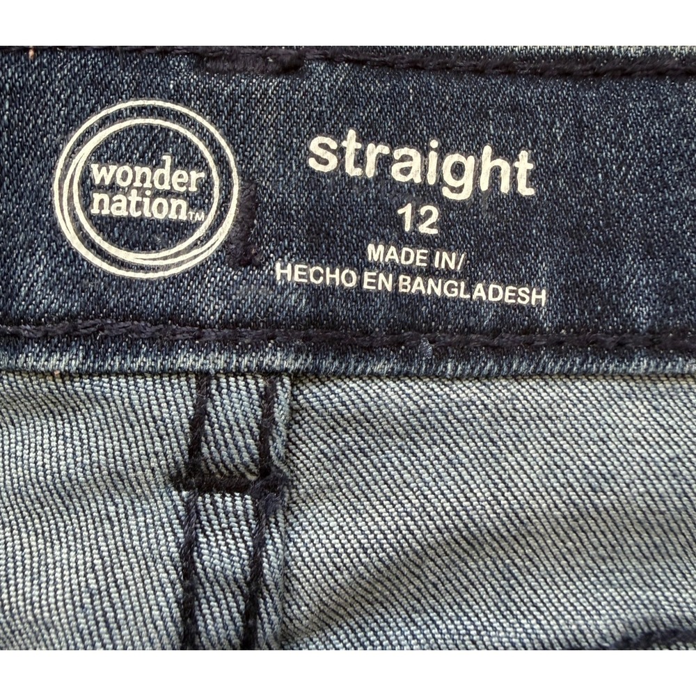 Wonder Nation Kids Straight Jeans Size 12 Stretch Girls - Picture 4 of 7